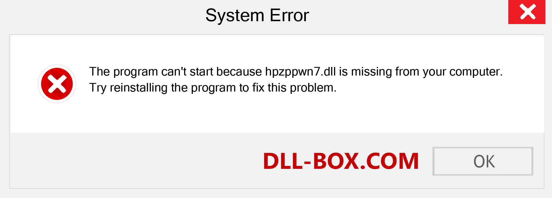  hpzppwn7.dll file is missing?. Download for Windows 7, 8, 10 - Fix  hpzppwn7 dll Missing Error on Windows, photos, images