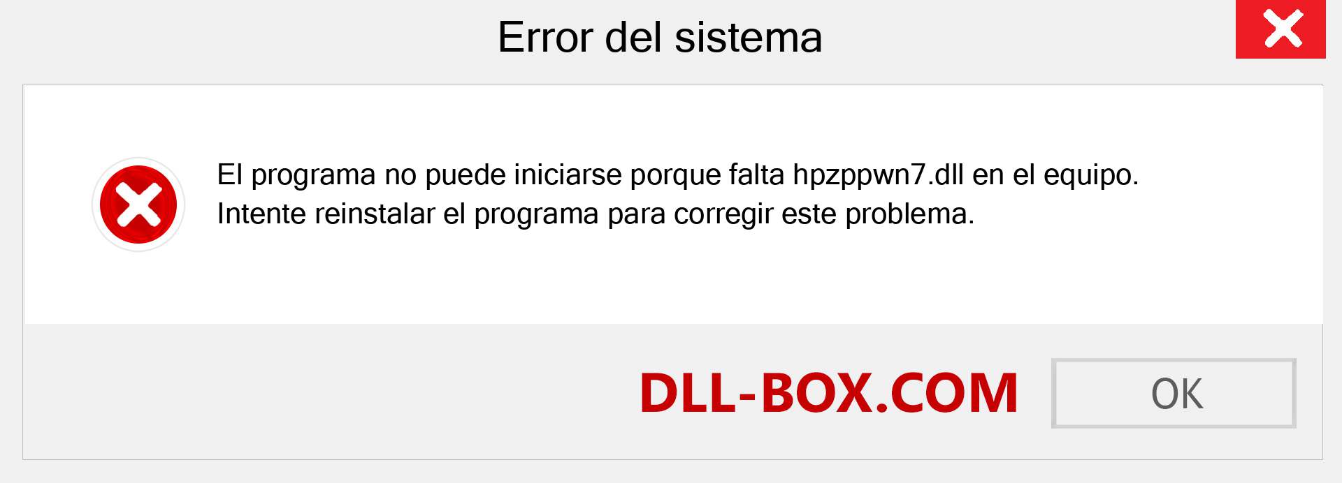 ¿Falta el archivo hpzppwn7.dll ?. Descargar para Windows 7, 8, 10 - Corregir hpzppwn7 dll Missing Error en Windows, fotos, imágenes